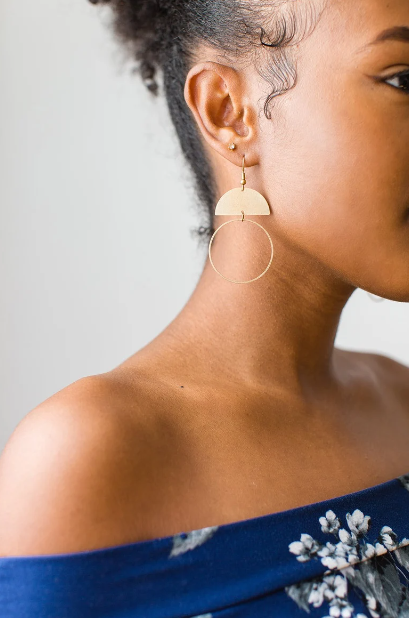 Brass earings by Whitebirch Handmade. Vancouver Island View gift guide. 