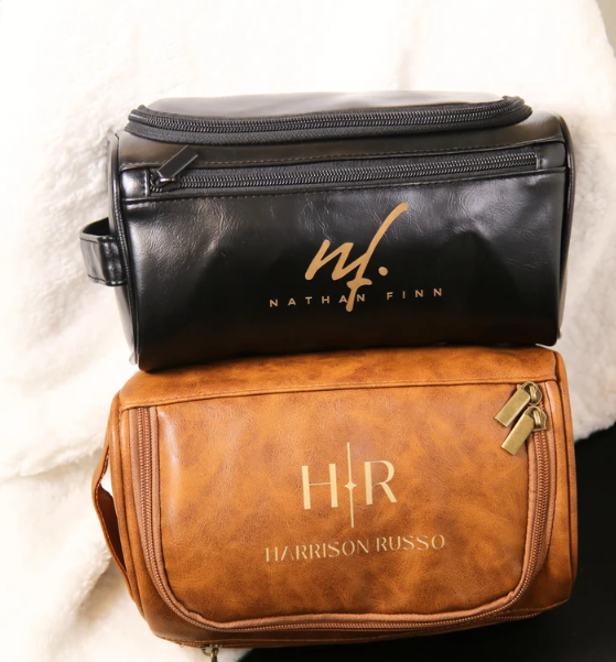 Personalized toiletry bag by Enchanted Home Stuido. Made in BC Gift Guide. Vancouver Island View