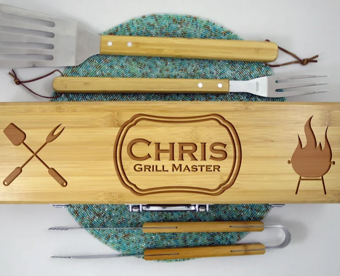Customized BBQ Set by Perfectly Me Vancouver. Made in BC Gift Guide. Vancouver Island View