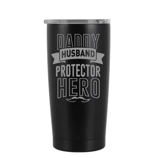 Engraved tumbler for Dad by Etch Artristries. Made in BC Gift Guide by Vancouver Island View