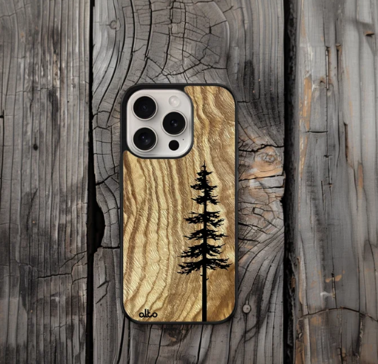 Real wood phone case by Alto Collective. Made in BC Gift Guide by Vancouver Island View