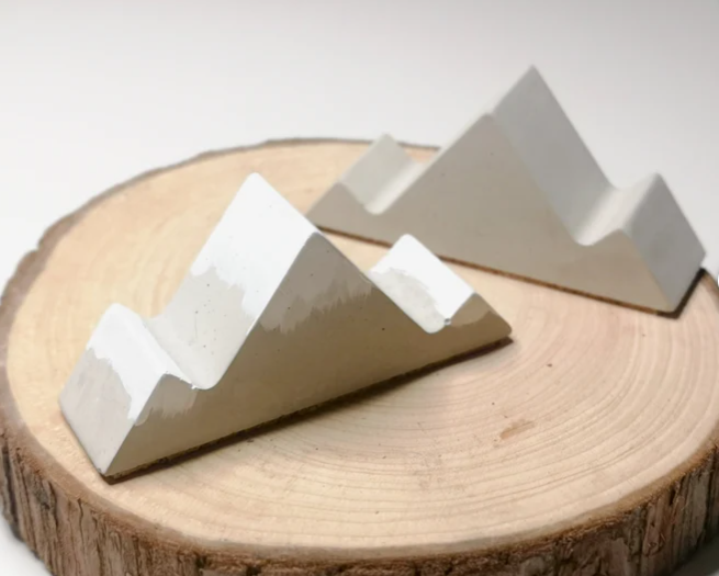 Concrete Snow Peak Phone Stand by Weii Life. Made in BC Gift Guide by Vancouver Island View