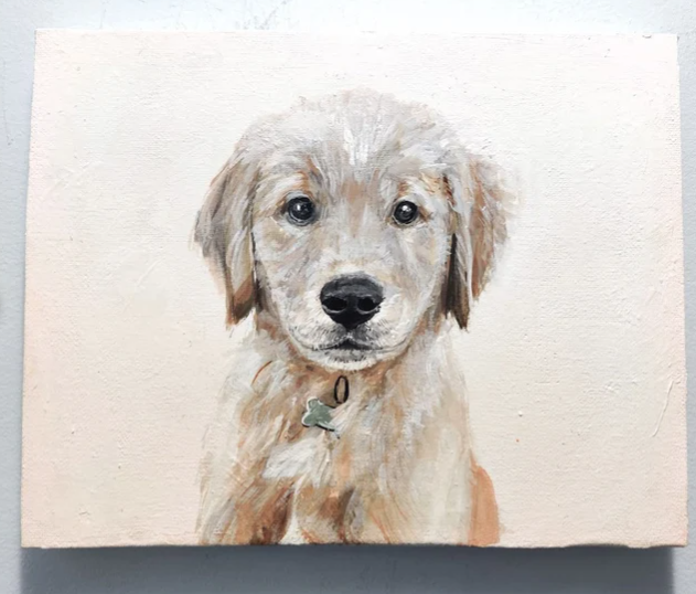 A Custom handpainted pet portrait on canvas by Max Art Shop co. Made in BC Gift Guide by Vancouver Island View