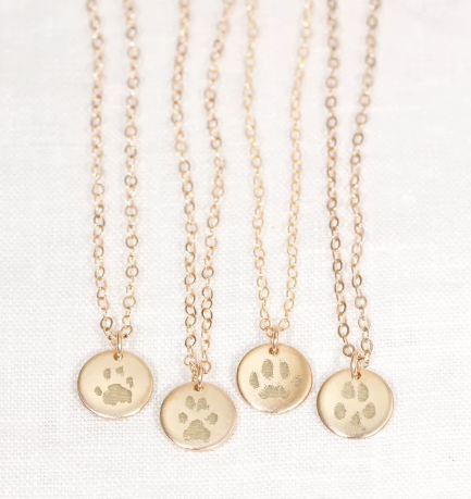 Custom paw print necklace by MYMILLIEjewelry. Made in BC Gift Guide by Vancouver Island View
