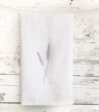Lavender linen tea towel by Studio on Tenth. Made in BC Gift Guide by Vancouver Island View