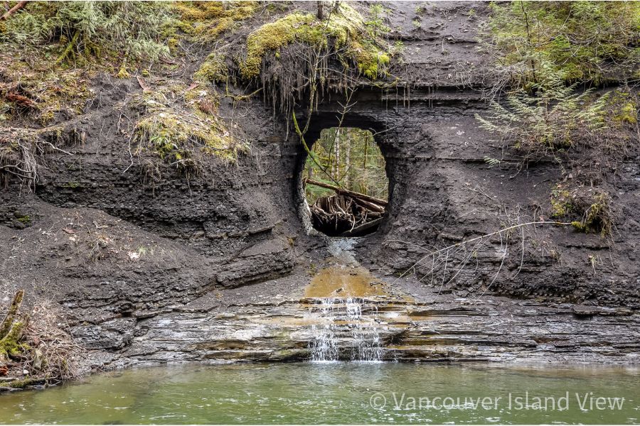 Hole in the Wall during a low water flow. This short hike and attraction is in Port Alberni on Vancouver Island. Vancouver Island View